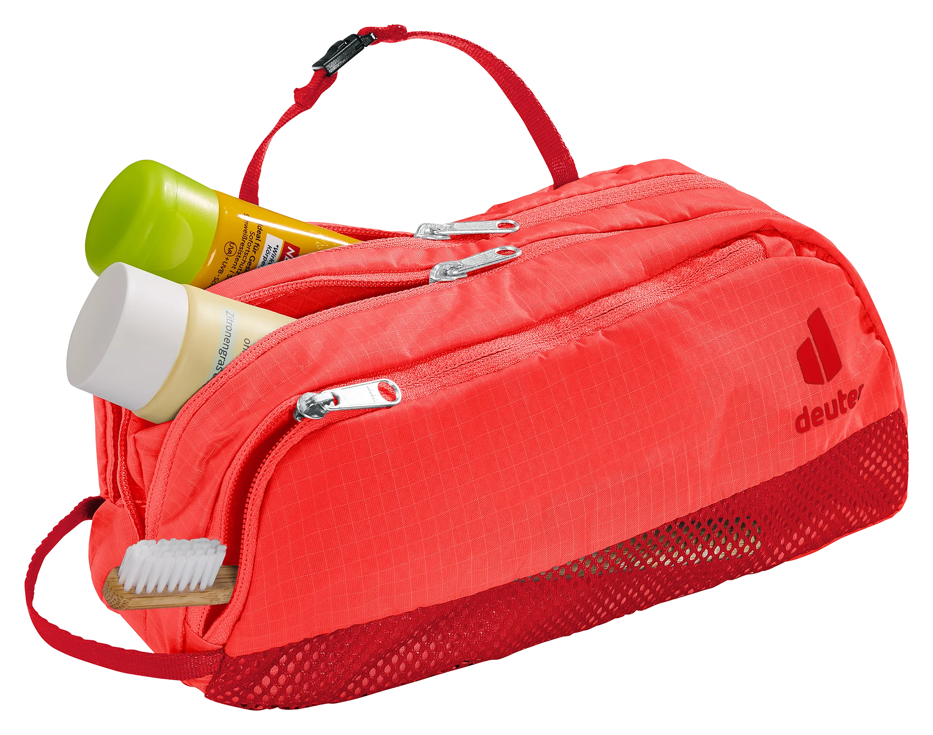 pocket, toiletry, red, zipper, mesh pocket