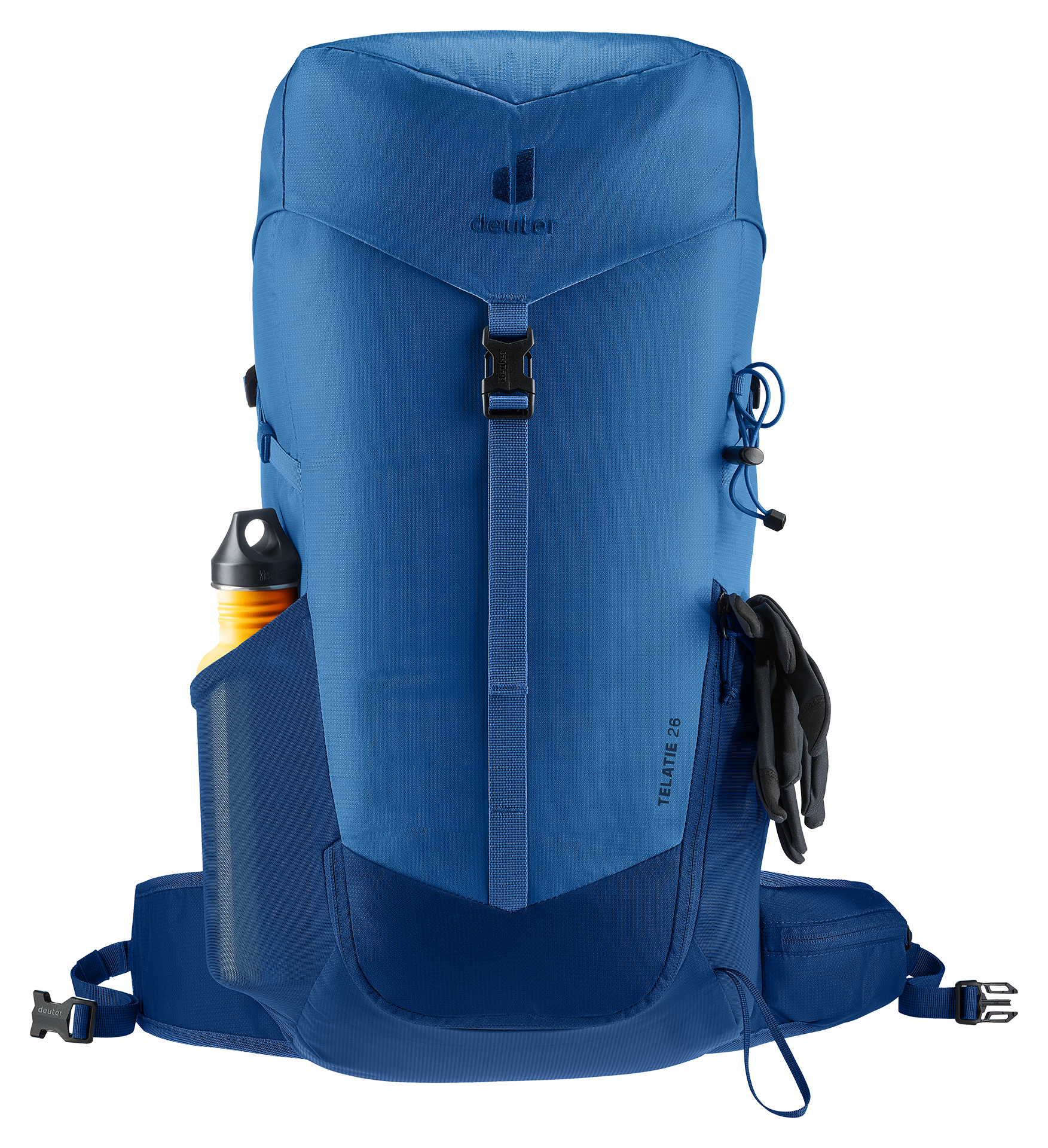 Telatie 26 backpack, capacity, water bottle, front view, travel gear