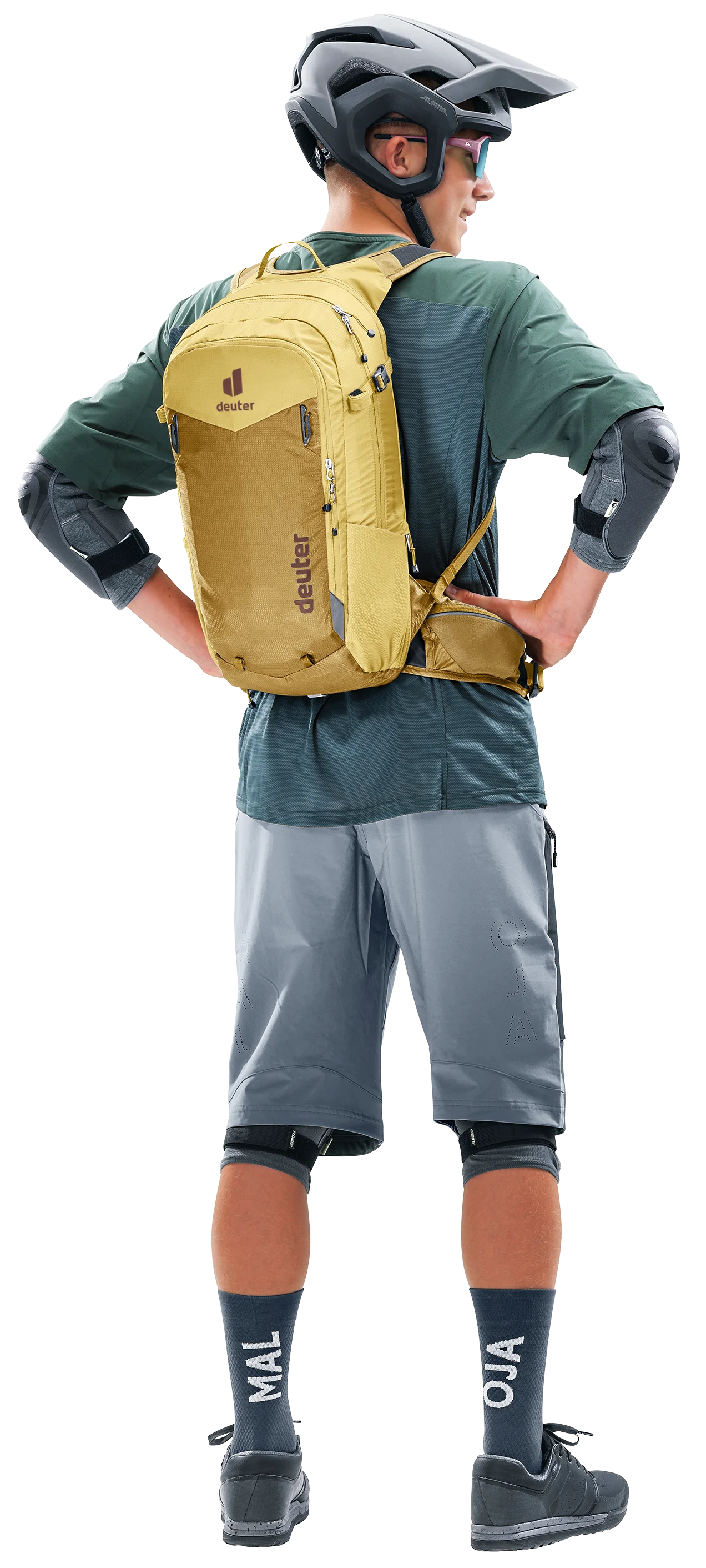 Bag, Person, Vest, Shorts, Helmet