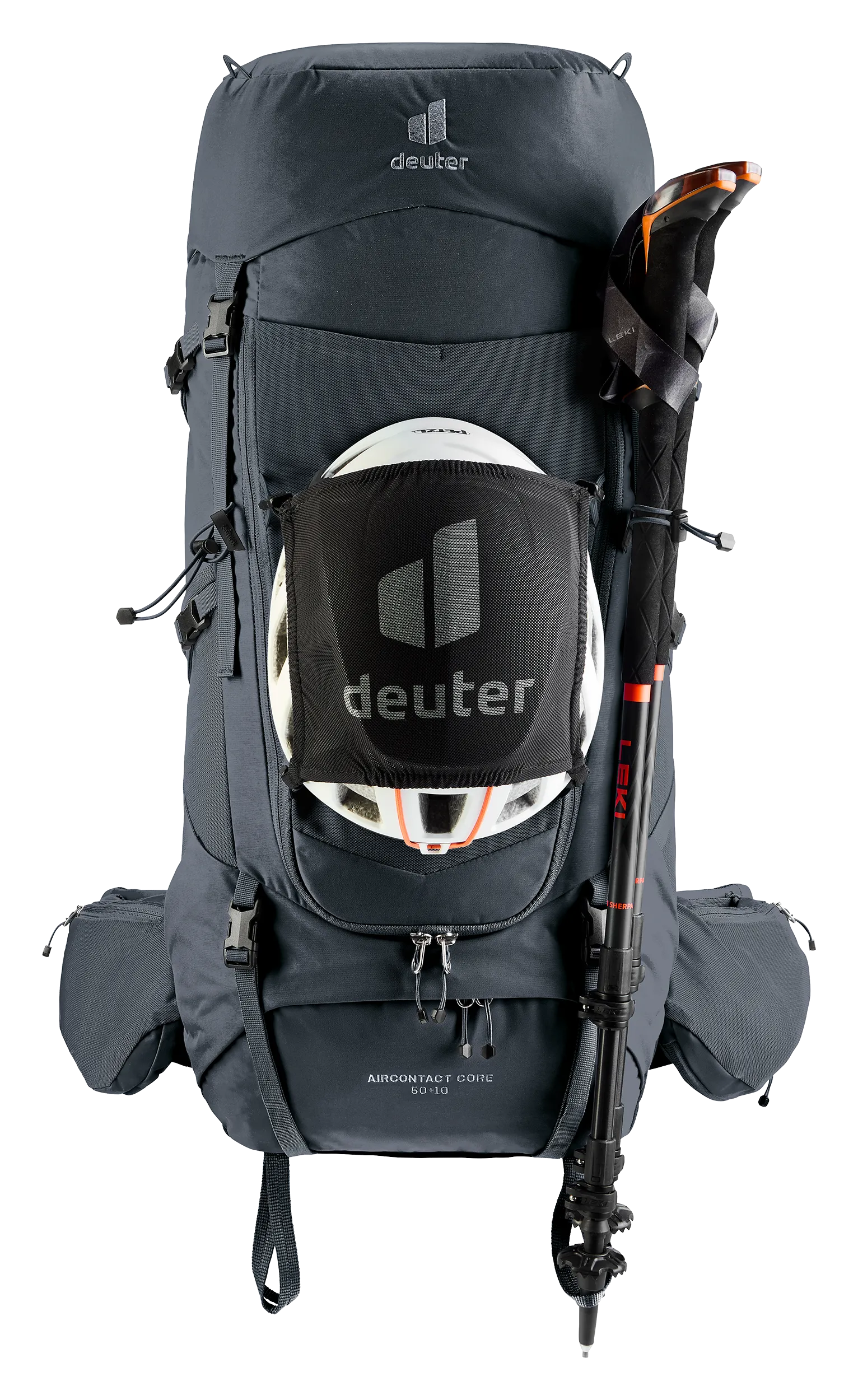 backpack, hiking, backpack with helmet, folding tent?, mountaineering gear, backpack, hiking, backpack with helmet, external frame, gear attachment