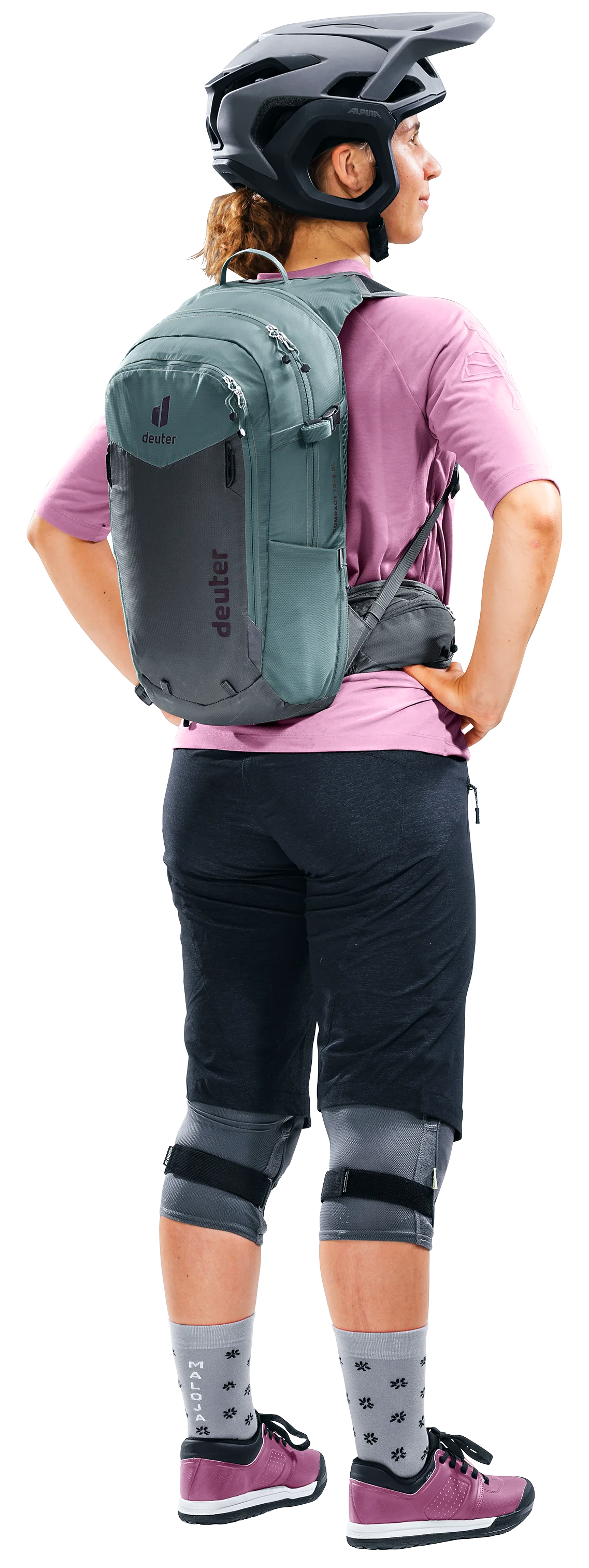 Shorts, Bag, Helmet, Person, Woman