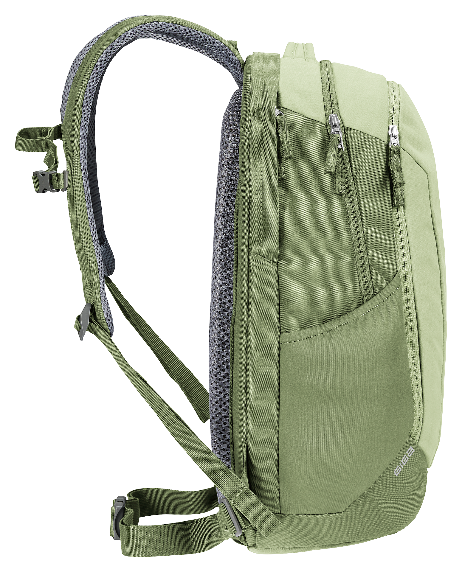 Bag, Backpack, backpack, daypack, green, slanted-zipper, mesh-back
