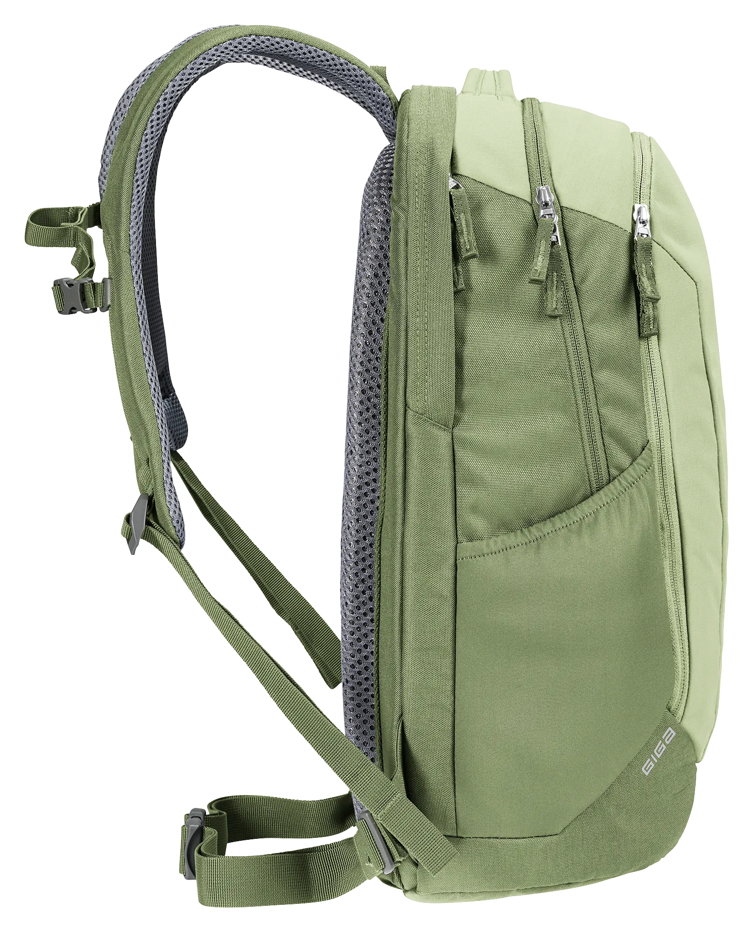 Bag, Backpack, backpack, daypack, green, slanted-zipper, mesh-back