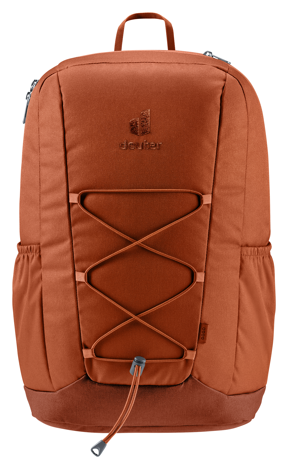 Gogo backpack, cords, hardware, orange, drawcord