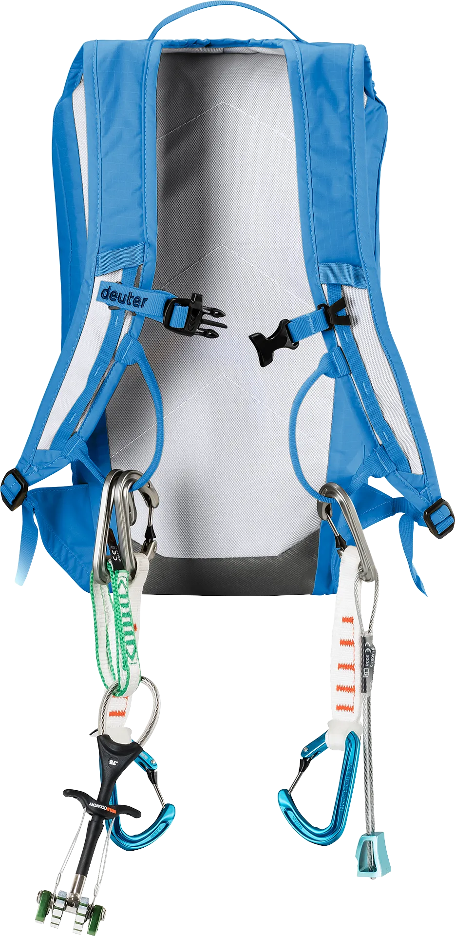 Clothing, Vest, Lifejacket, rope, carabiners, backpack, blue, climbing harness