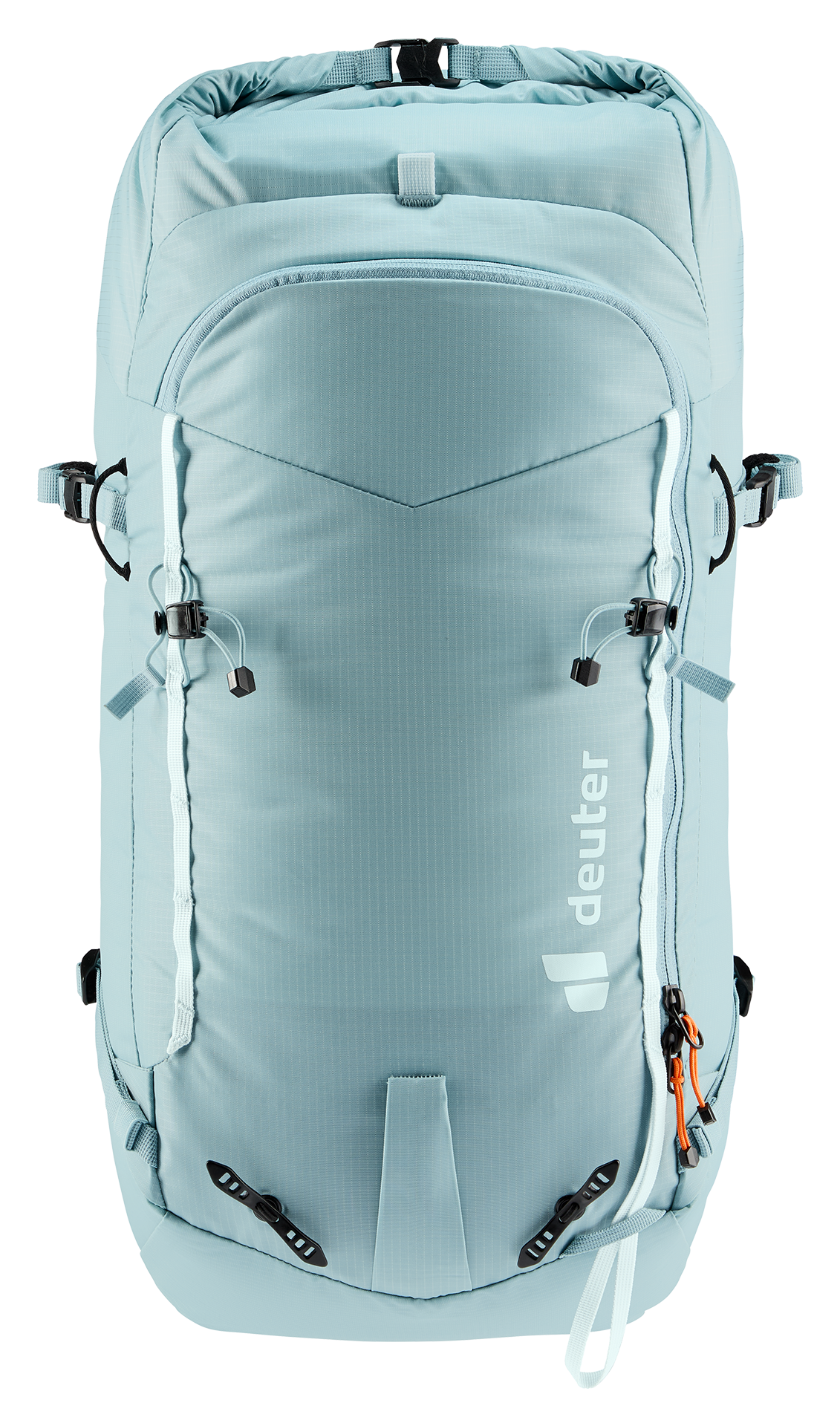 backpack, hiking bag, duffel-style, light blue, adjustable straps