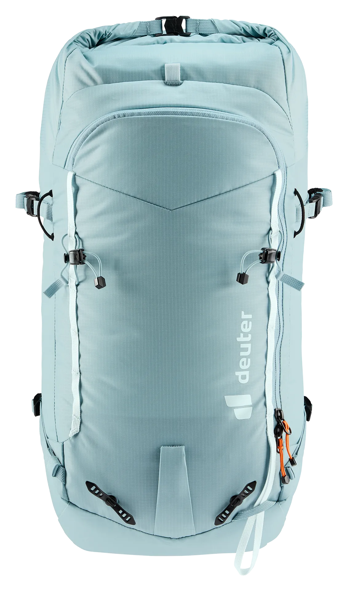 backpack, hiking bag, duffel-style, light blue, adjustable straps