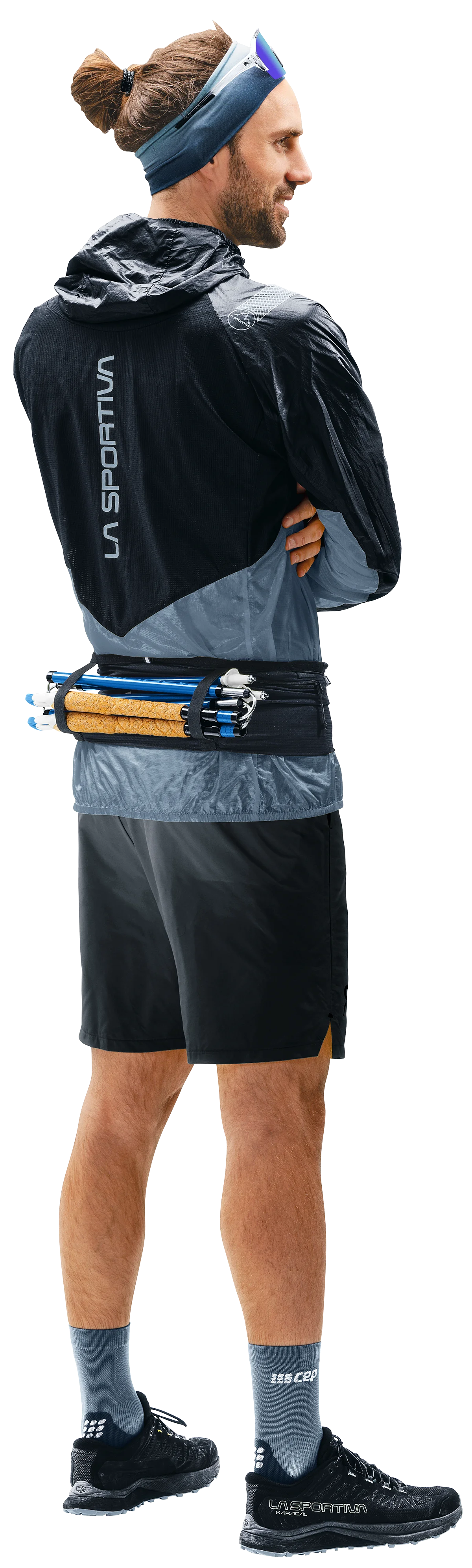 running-jacket, backpack, headband, shorts, trail-running