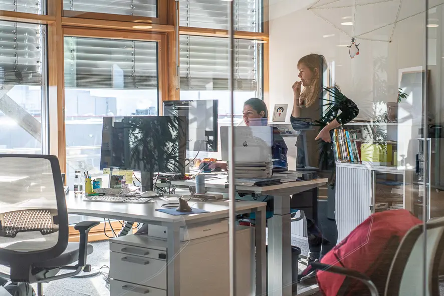 Furniture, Table, Desk, Person, Chair