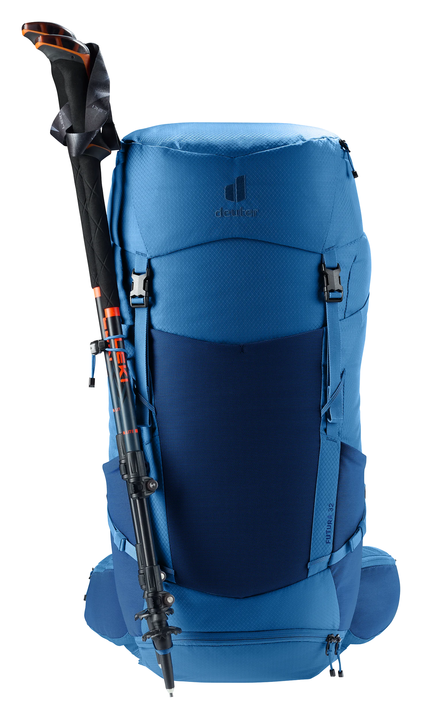 backpack, hiking, blue, externalFrame, trekking poles