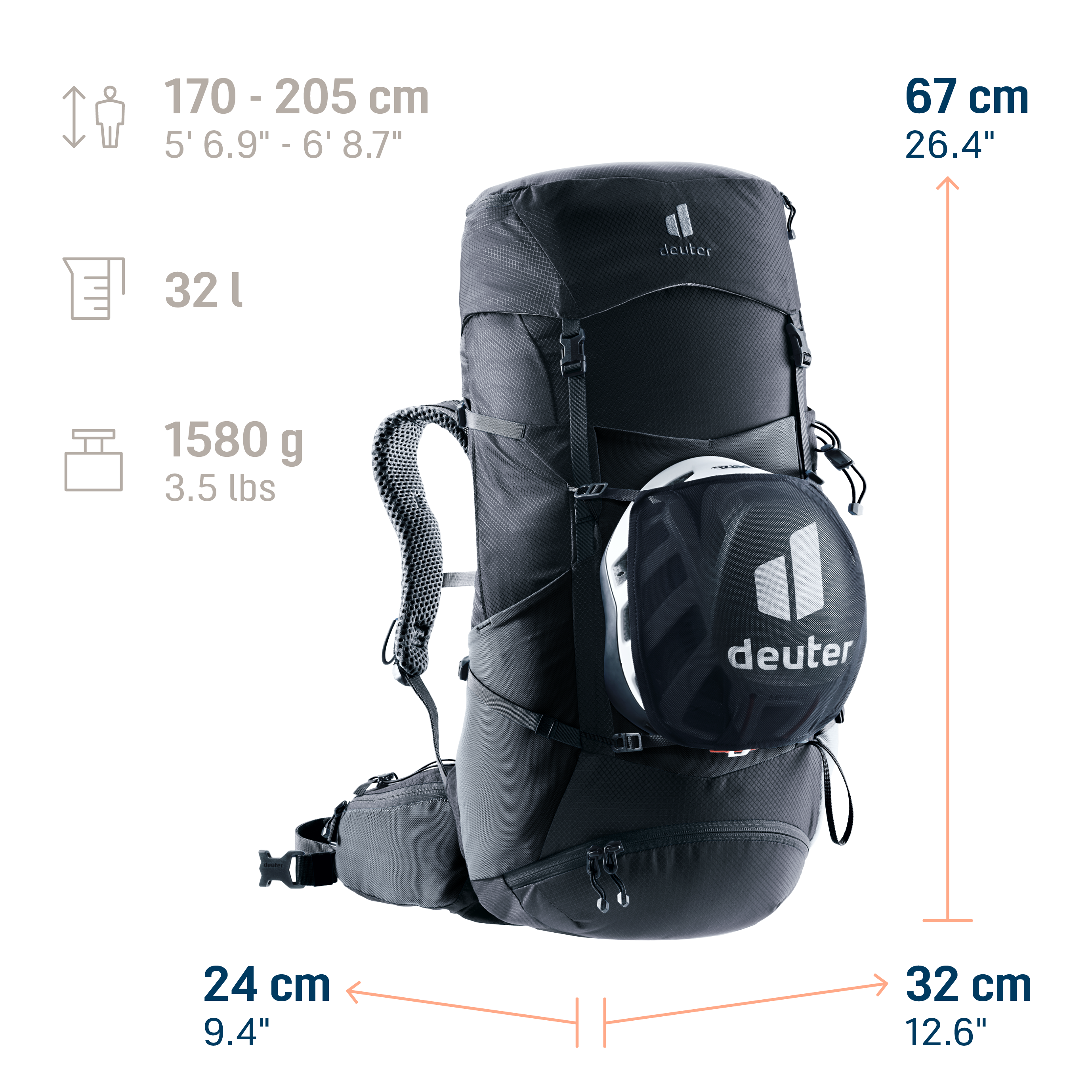 Futura Pro 32 backpack, hiking, daypack, hydration-compatible, black