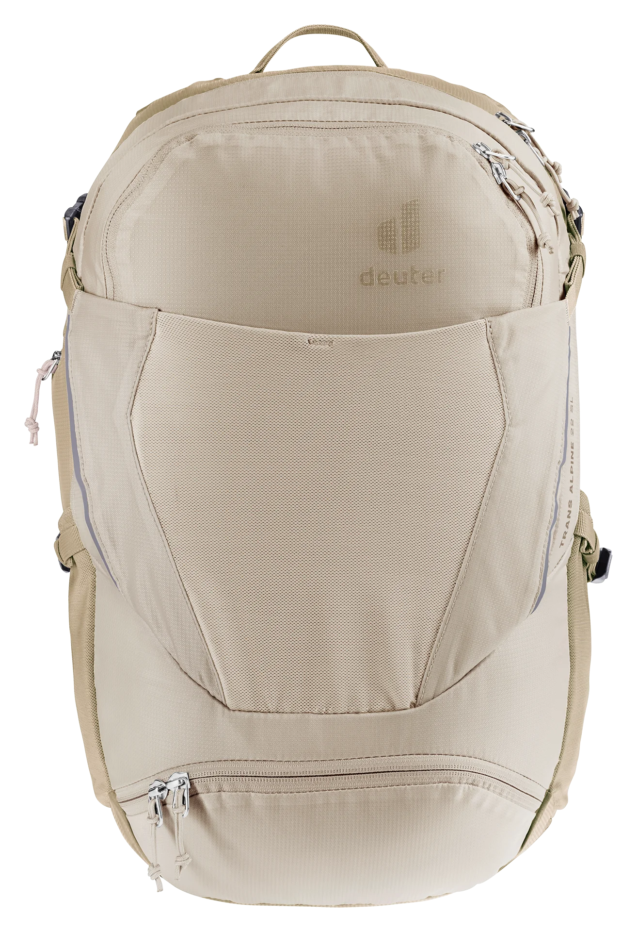 backpack, hiking, tan, front-pocket, multi-pocket
