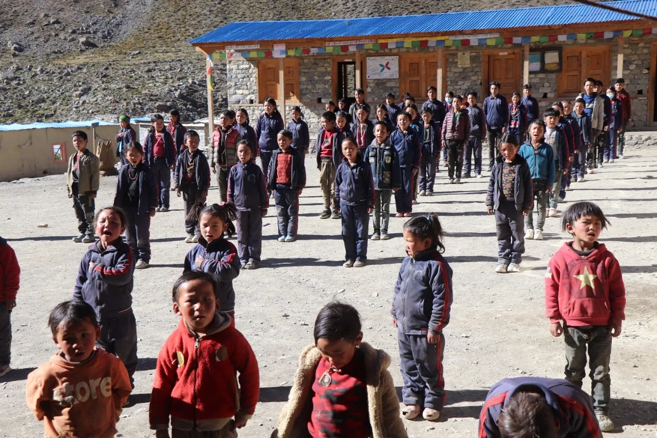children, group, outdoor, lineup, schoolyard