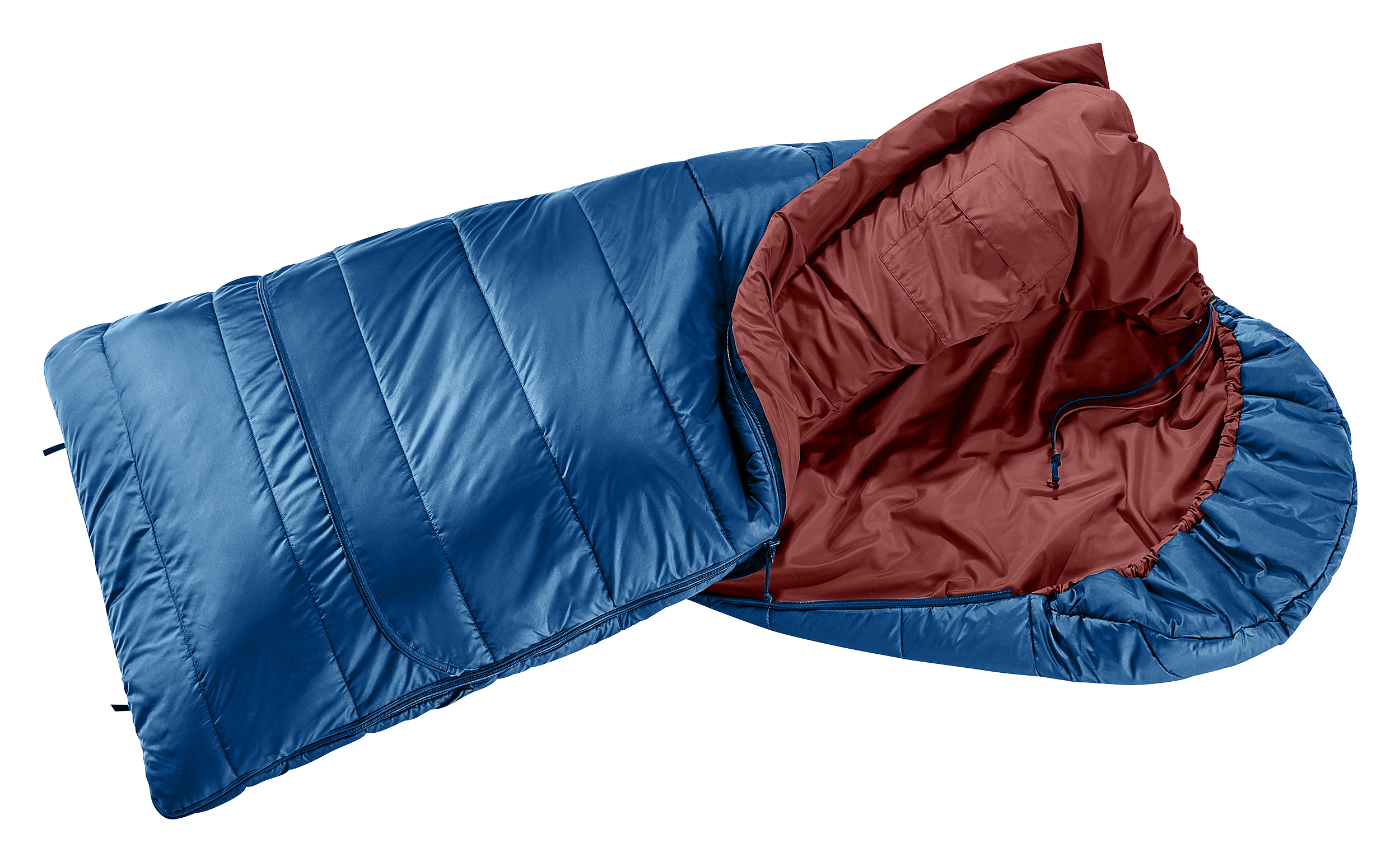 Starlight SQ Clothing, Coat, Jacket, Vest, sleeping bag, mummy style, blue, red interior, drawcord