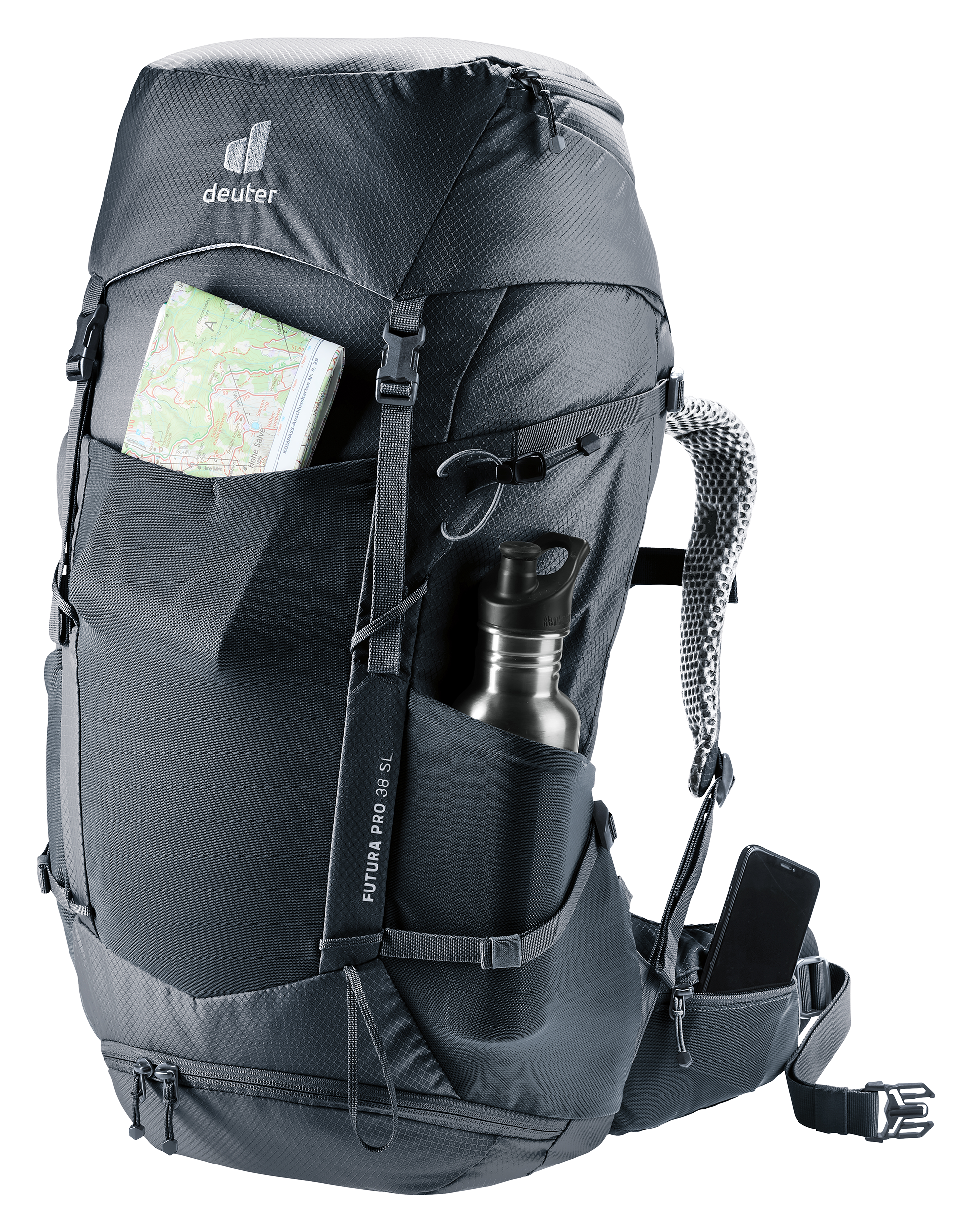 deuter 38 l backpack Futura Pro SL the hip belt has been reworked with ergonomic padded elements for energy Deuter Future Pro 38L &