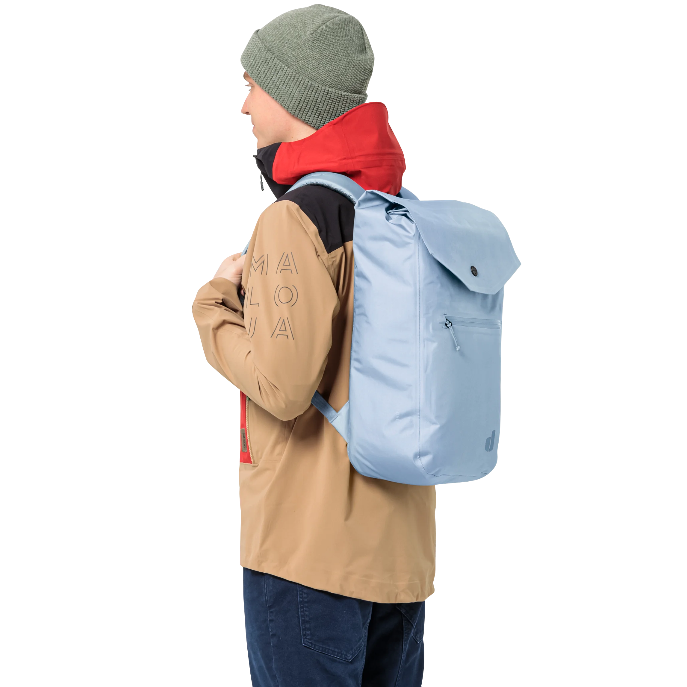Bag, Clothing, Coat, Backpack, Person