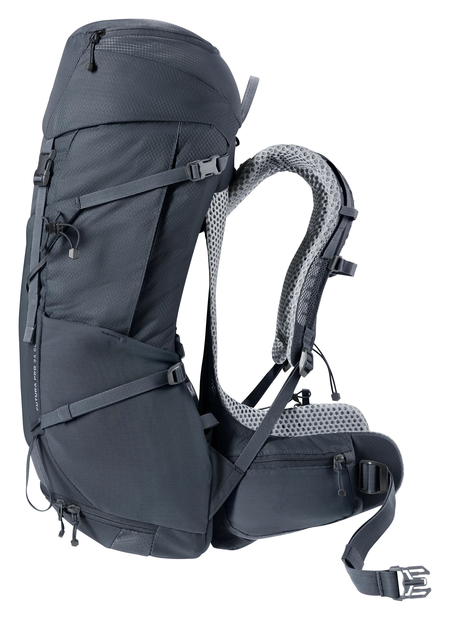 backpack, hiking, gear, shoulder strap, front view