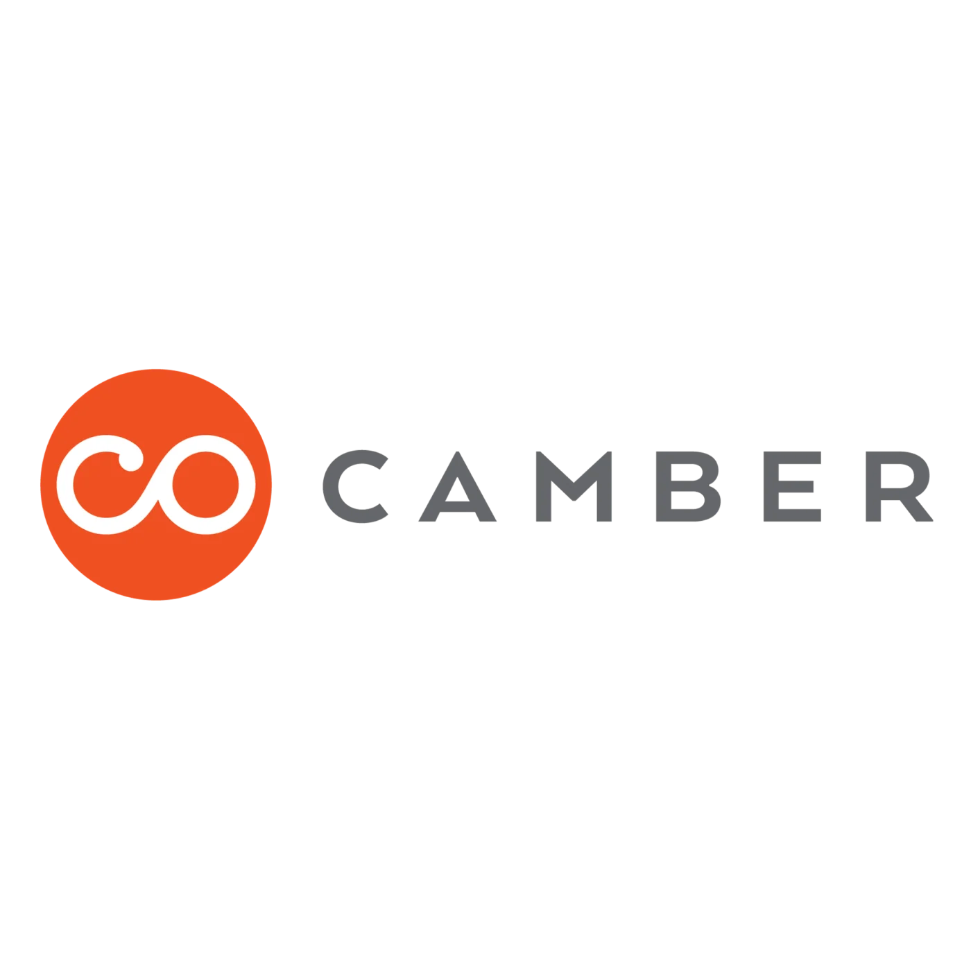 logo, brand, orange circle, gray text, camber