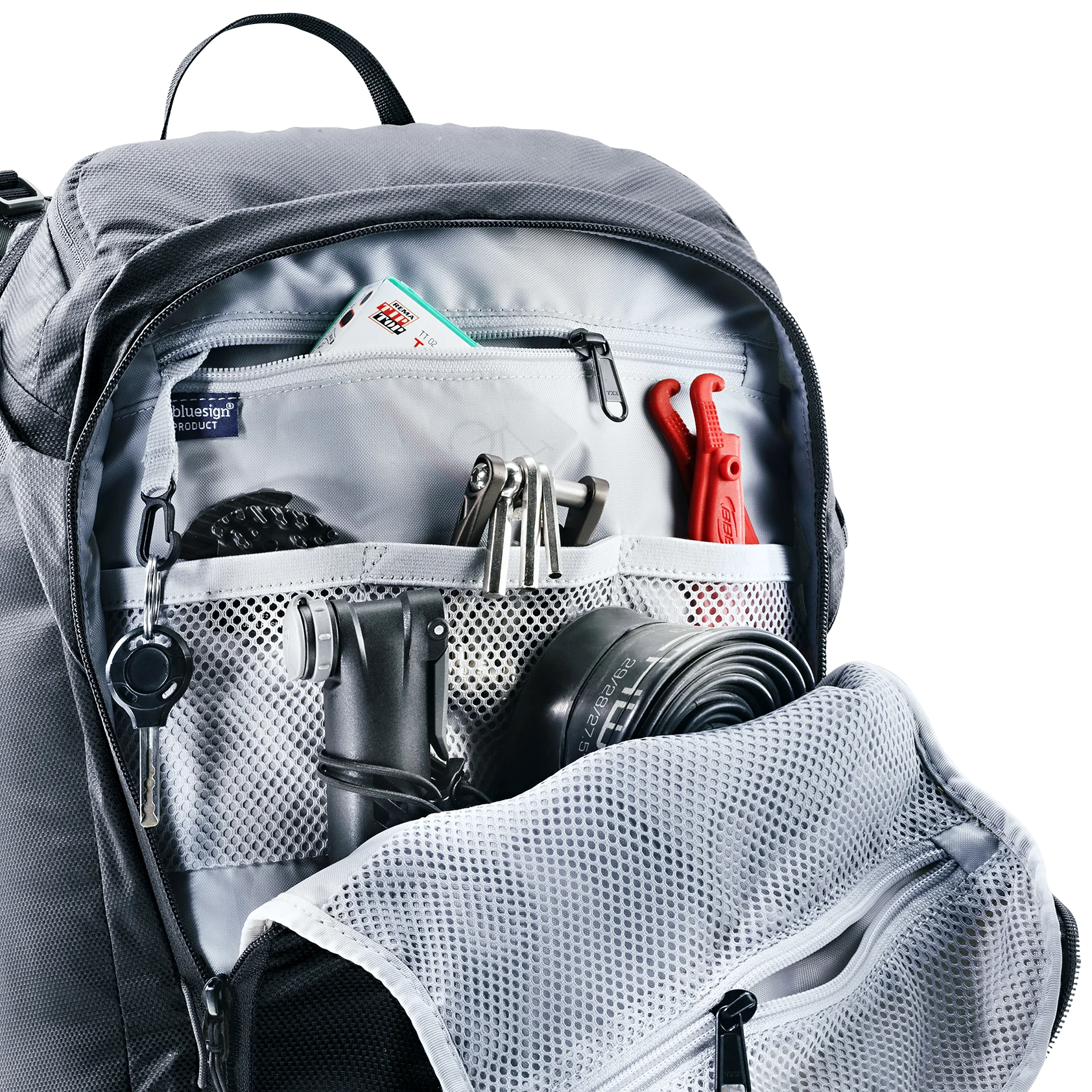 backpack, tool kit, camera gear, pocket, metal tools