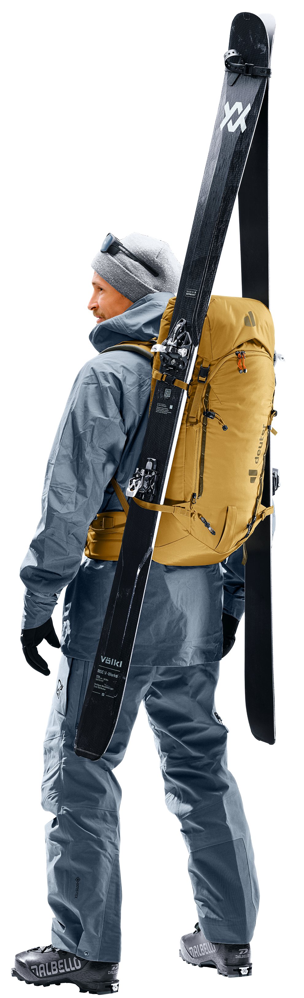 ski, skijack, backpack, gaiter, boots