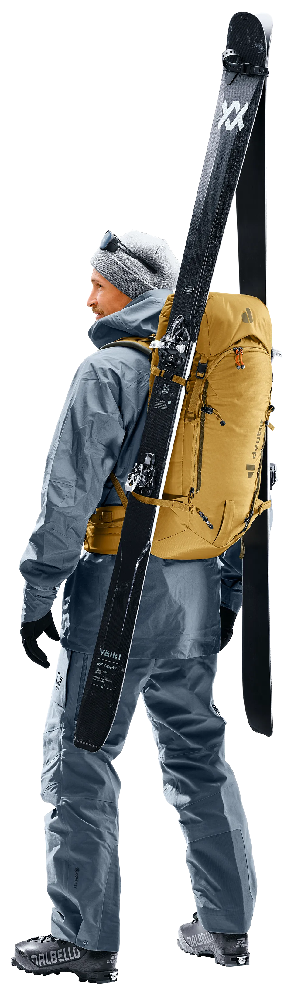 ski, skijack, backpack, gaiter, boots