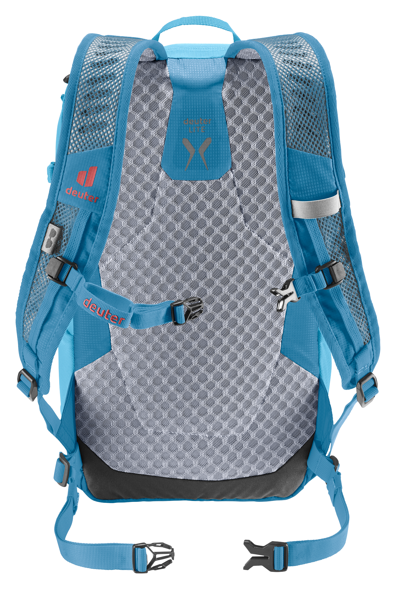 backpack, hydration backpack, grey mesh, blue backpack, adjustable straps