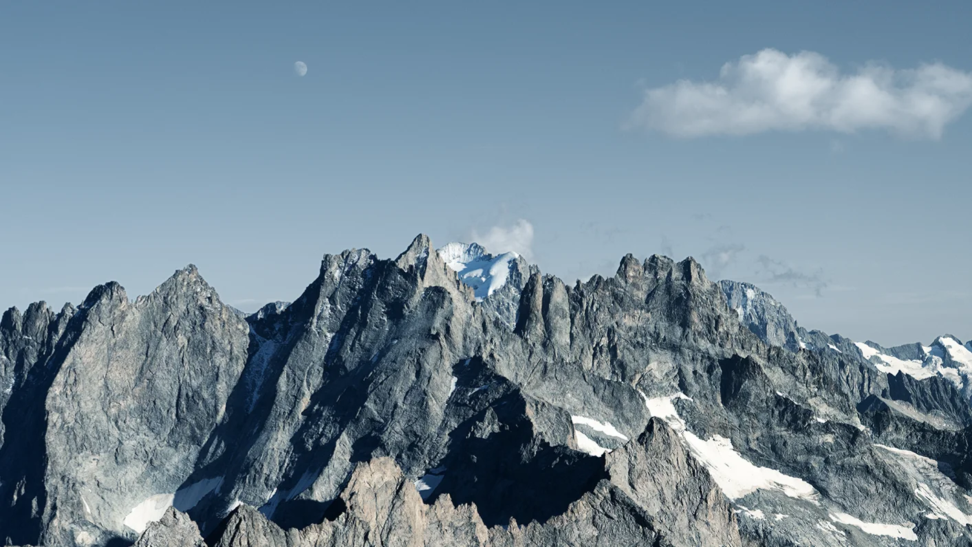 mountain, rocky, snow, peak, landscape
