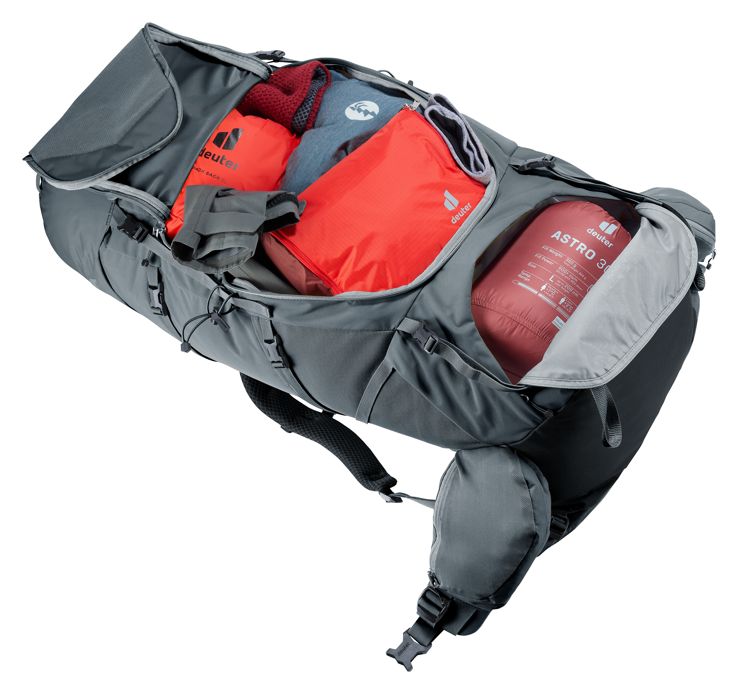 deuter aircontact 65+10 backpack - internal frame Core 60+10 SL Shale-ivy shaped zipper on the front makes contents easy to locate lower down in the main compartment Deuter Aircontact 65+10 Review |