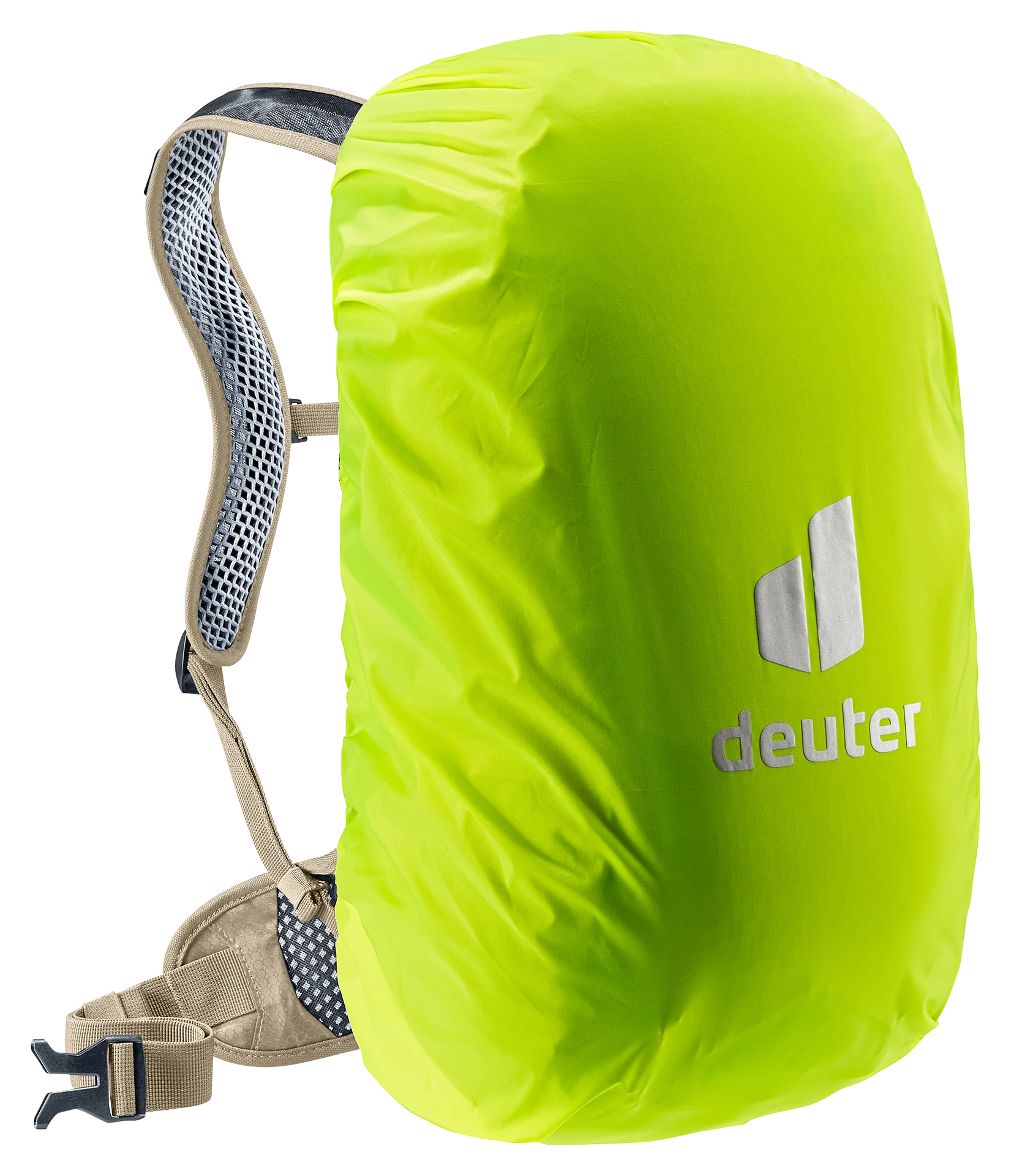 backpack, rain cover, neon green, hydration pack, deuter