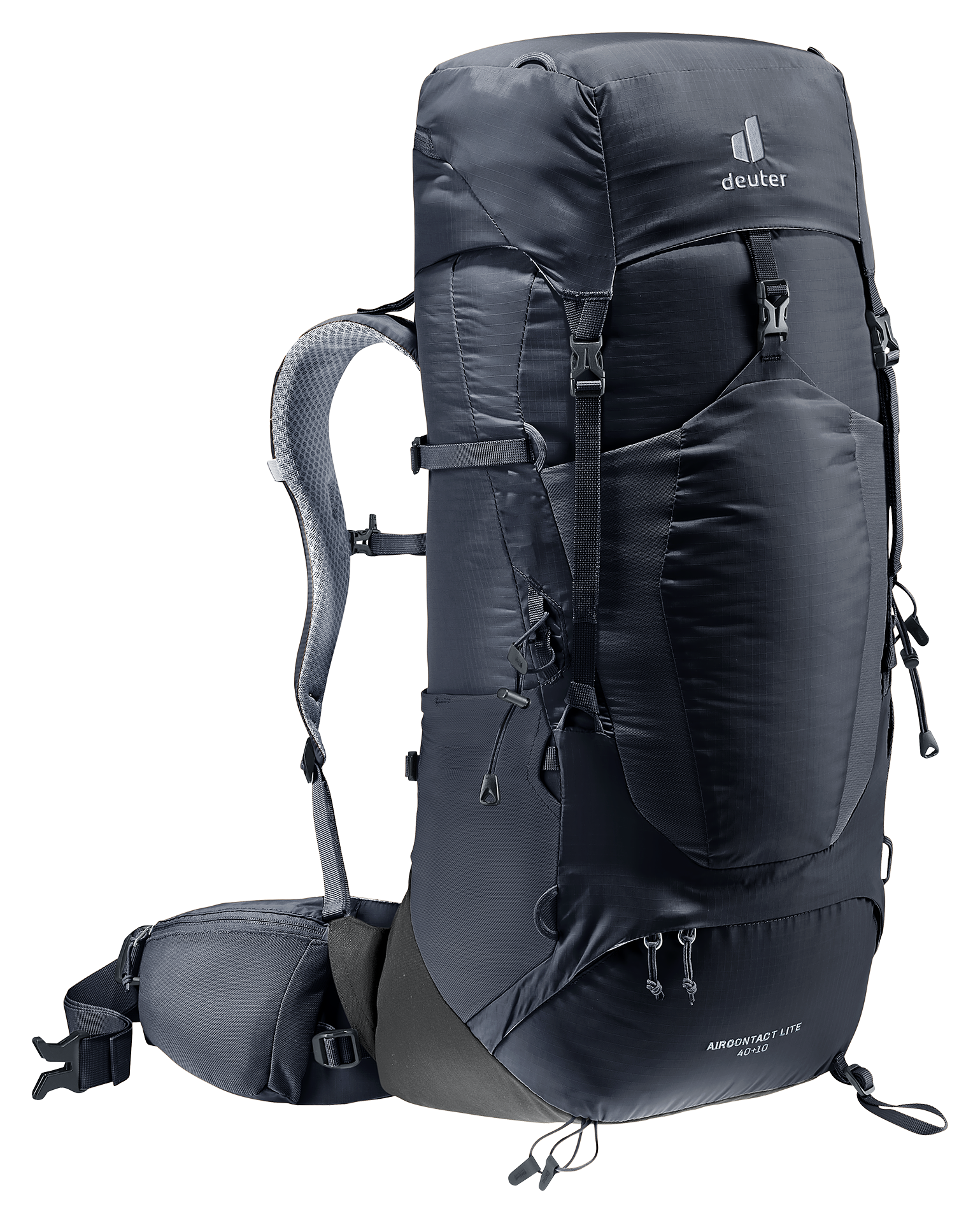 deuter aircontact lite 40 10 backpack black graphite plus ergonomic ActiveFit shoulder straps and an adjustable sternum strap Aircontact Lite 40 + 10