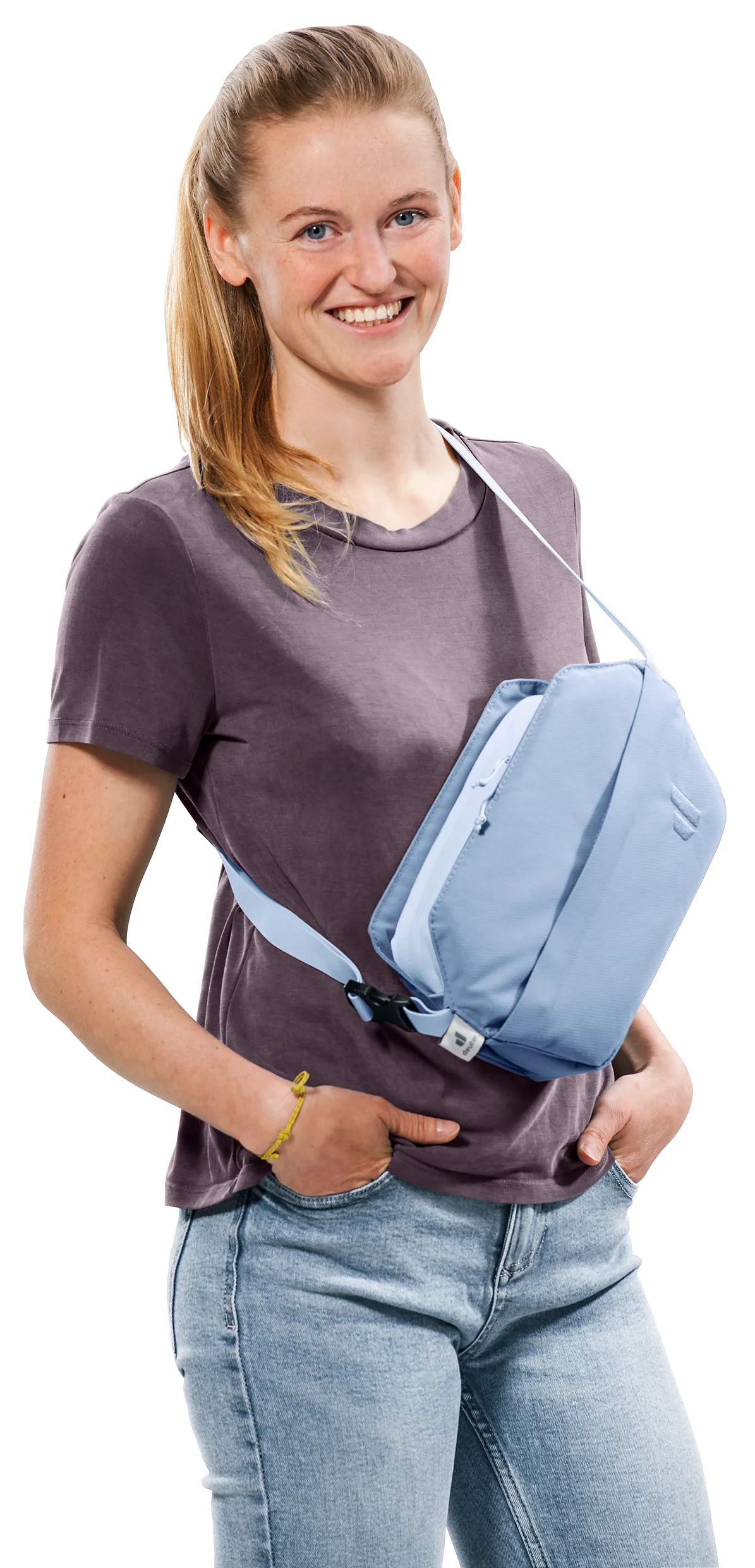Handbag, Jeans, Adult, Person, Woman, crossbody, shoulder bag, light blue, pouch, fashion accessory